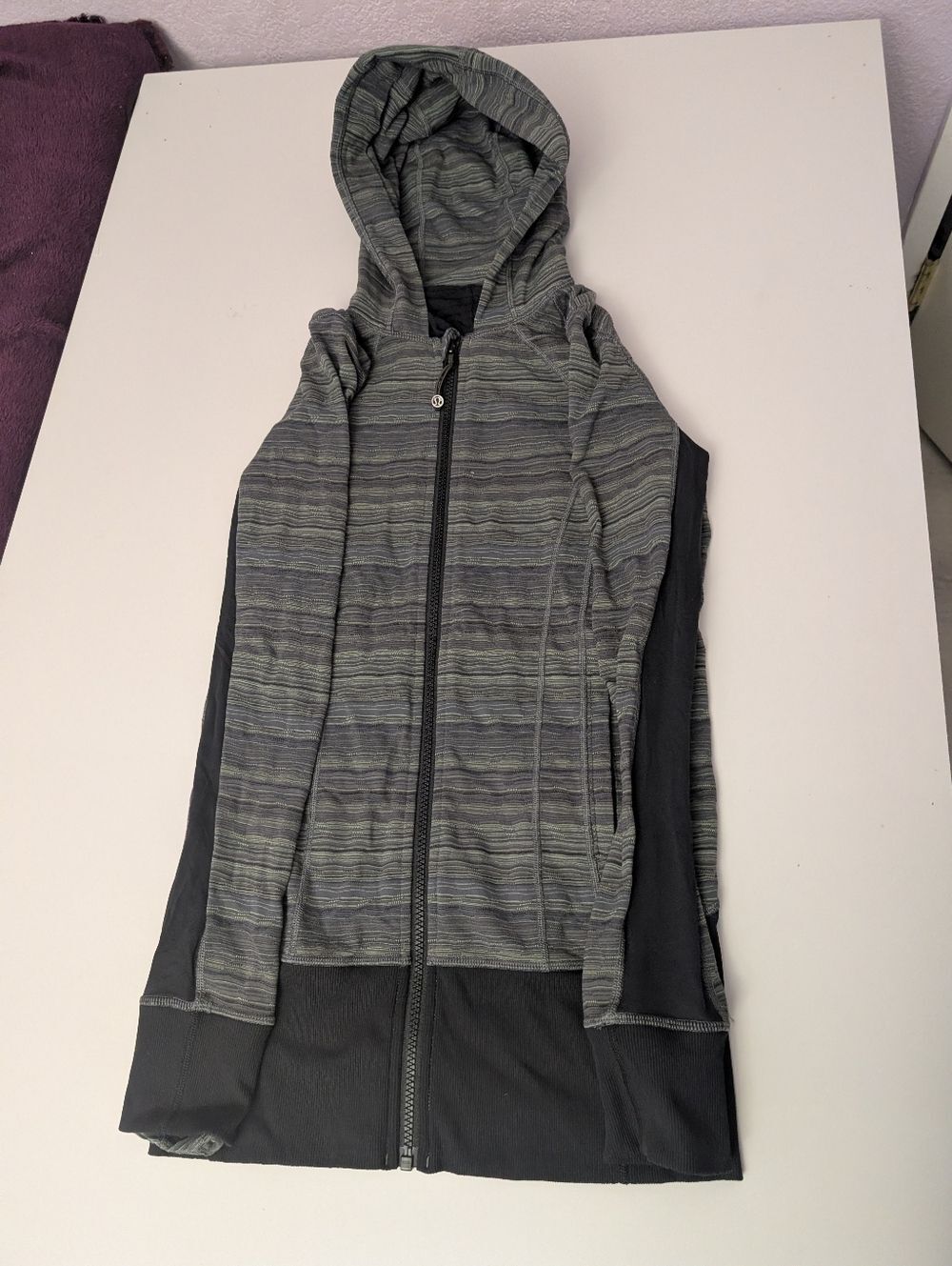Lululemon Daily Practice Jacket Space Dye Dark Slate Fatigue Green Black Size 6